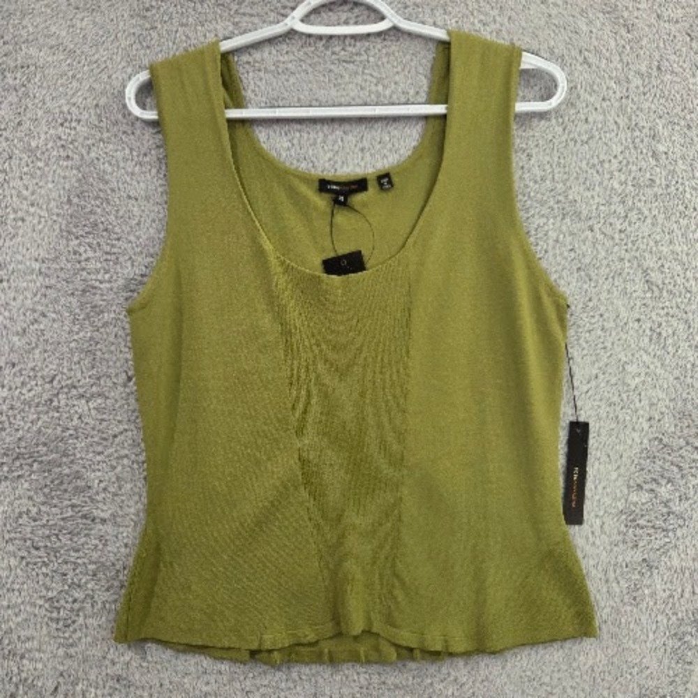 BCBGMAXAZRIA Knit Tank Top XL Hemp Green Scoop Neck Sleeveless NWT $110 Earthy